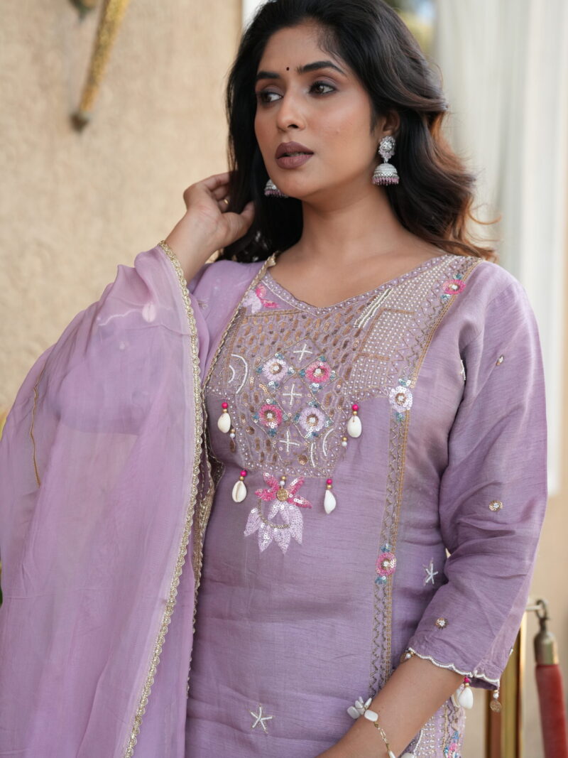 Rosaline Sanganeri Chanderi Silk Kurta Set