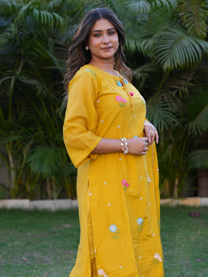 Sunshine Yellow Embroidered Kurta Set with Dupatta