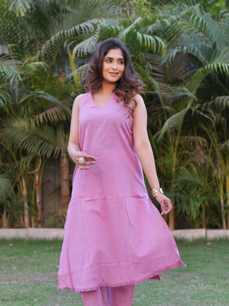 Blush Pink Minimal Cotton Kurta Set