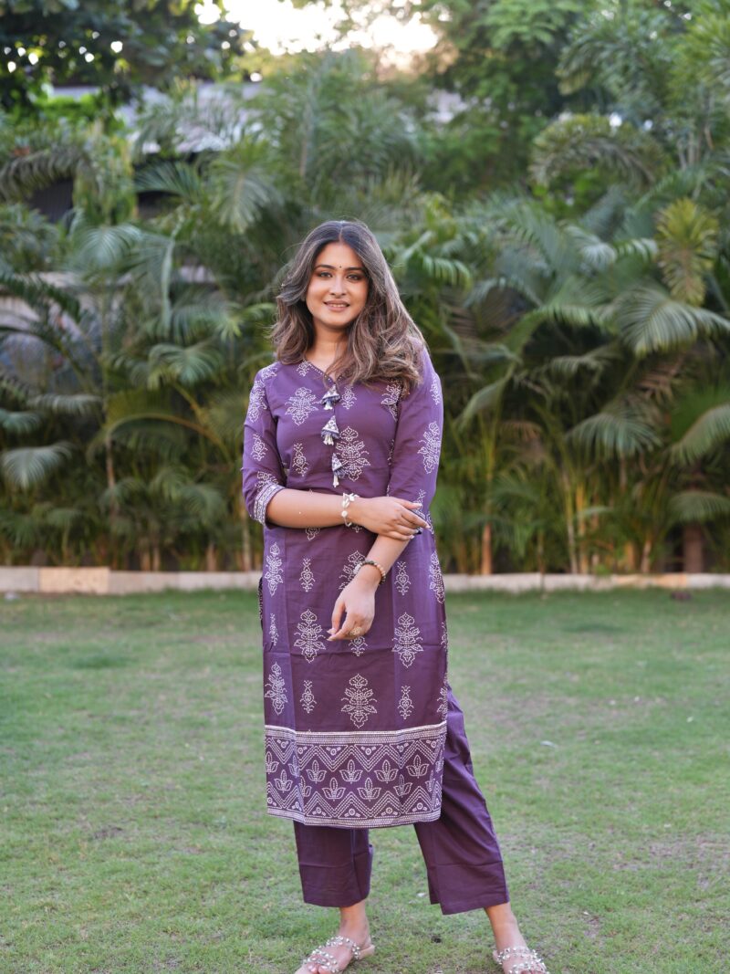Royal Plum Printed Kurta Set