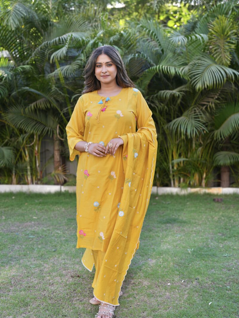 Sunshine Yellow Embroidered Kurta Set with Dupatta